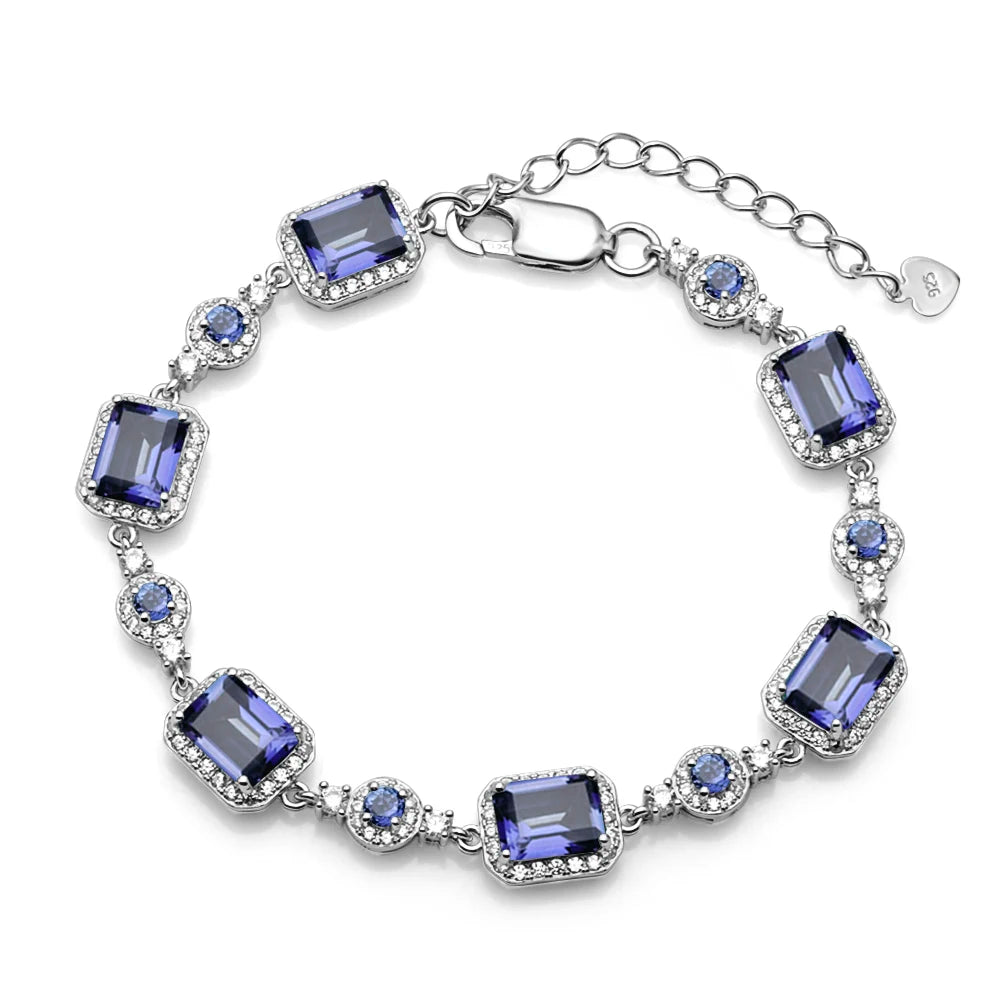GRACE Gemstone Halo Bracelet in Sterling Silver