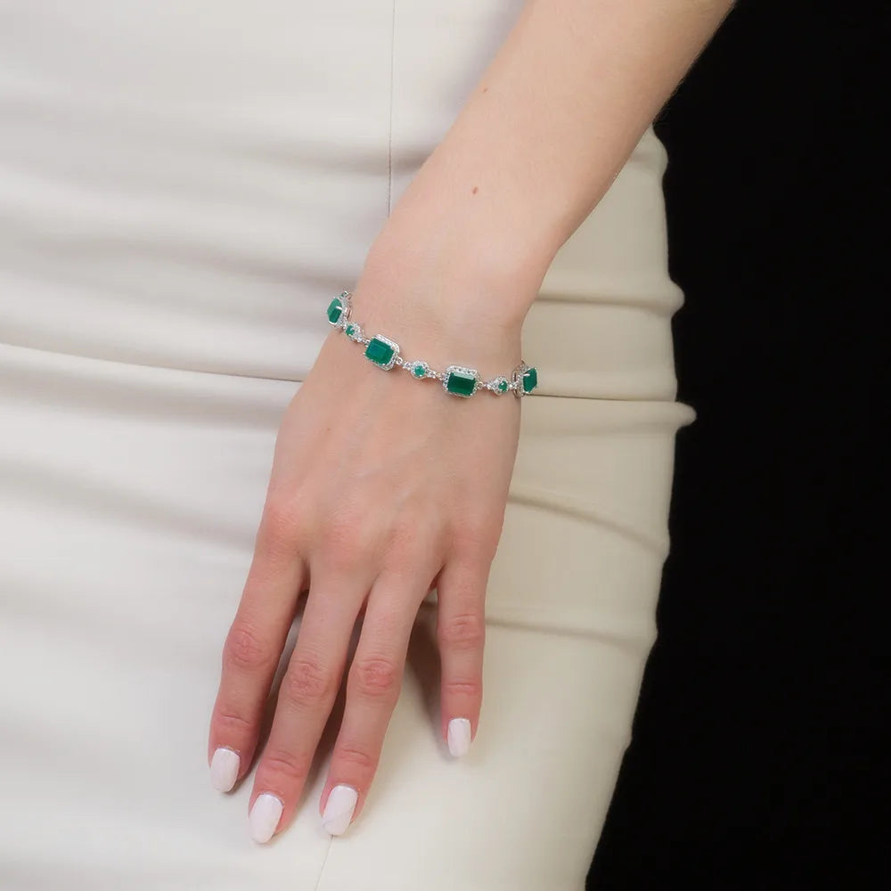GRACE Gemstone Halo Bracelet in Sterling Silver