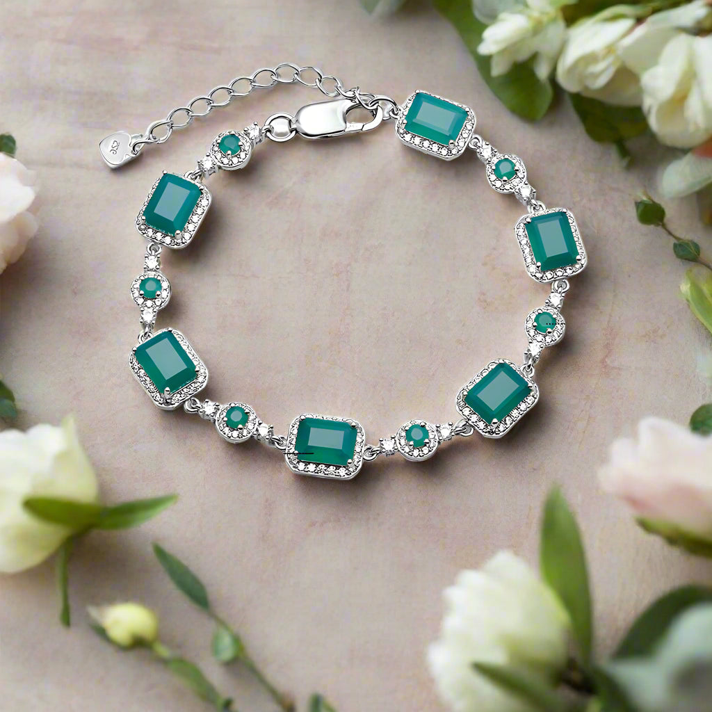 GRACE Gemstone Halo Bracelet in Sterling Silver