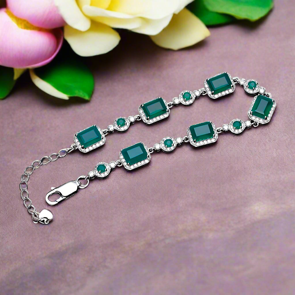 GRACE Gemstone Halo Bracelet in Sterling Silver
