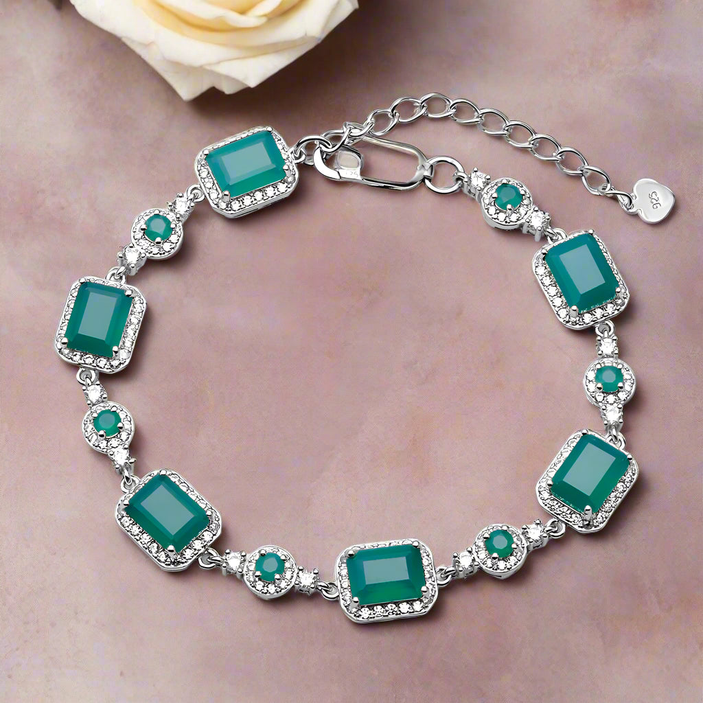 GRACE Gemstone Halo Bracelet in Sterling Silver