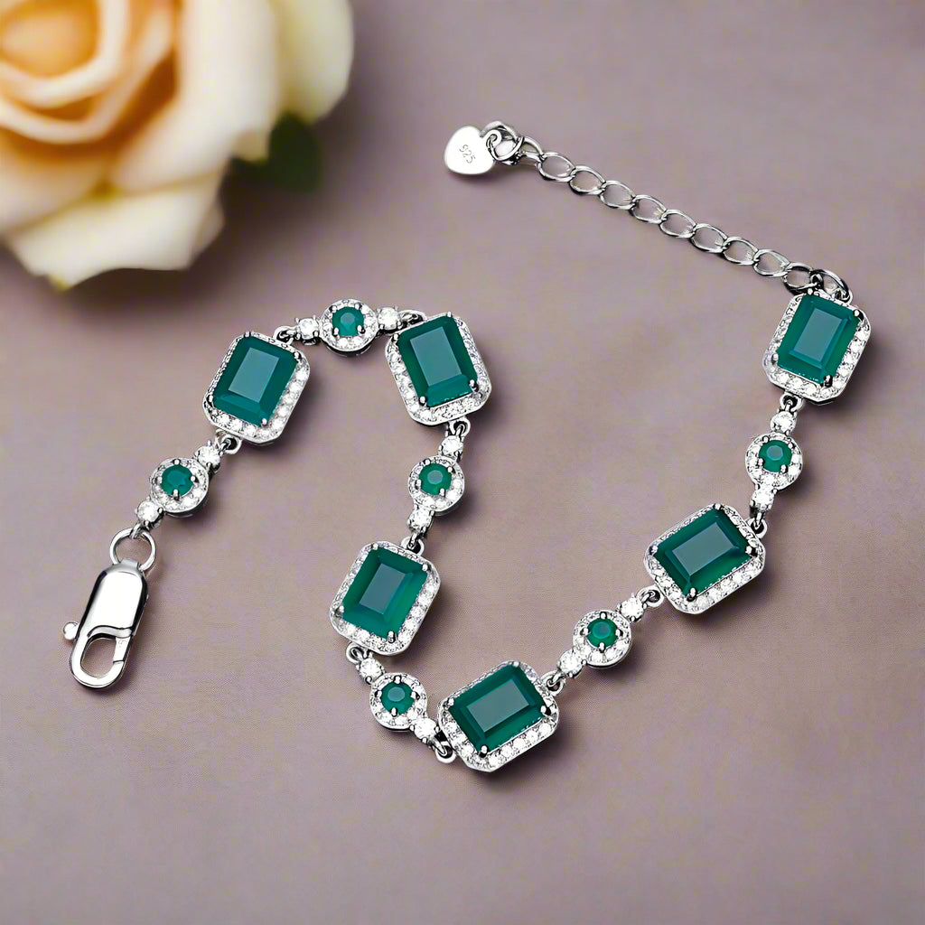 GRACE Gemstone Halo Bracelet in Sterling Silver