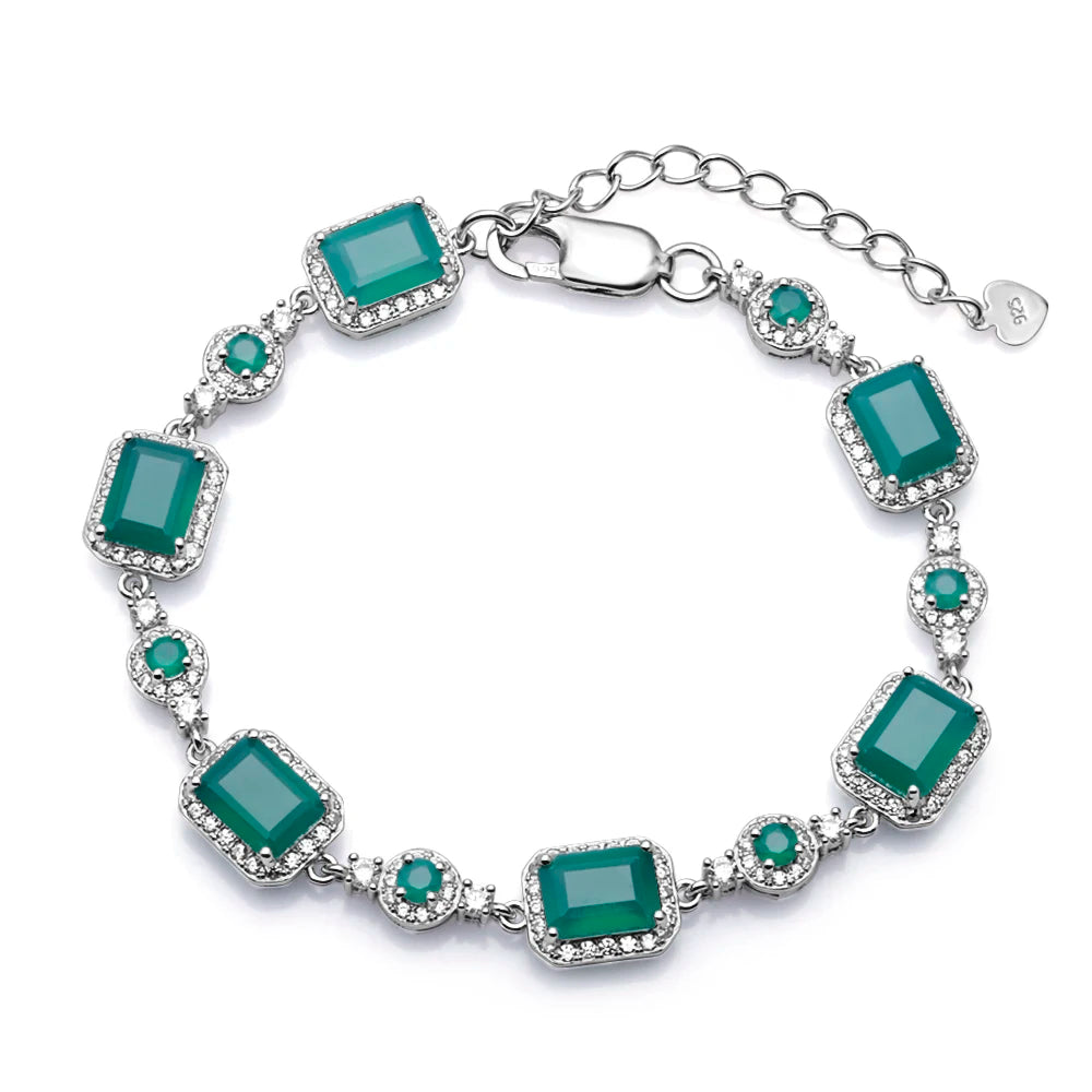 GRACE Gemstone Halo Bracelet in Sterling Silver