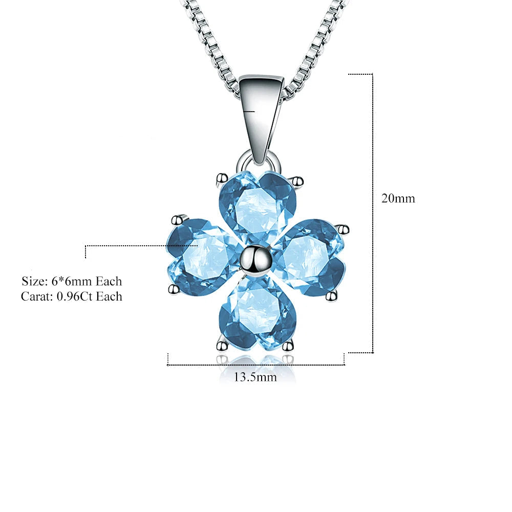 GRACE Gemstone Heart Flower Pendant Necklace in Sterling Silver