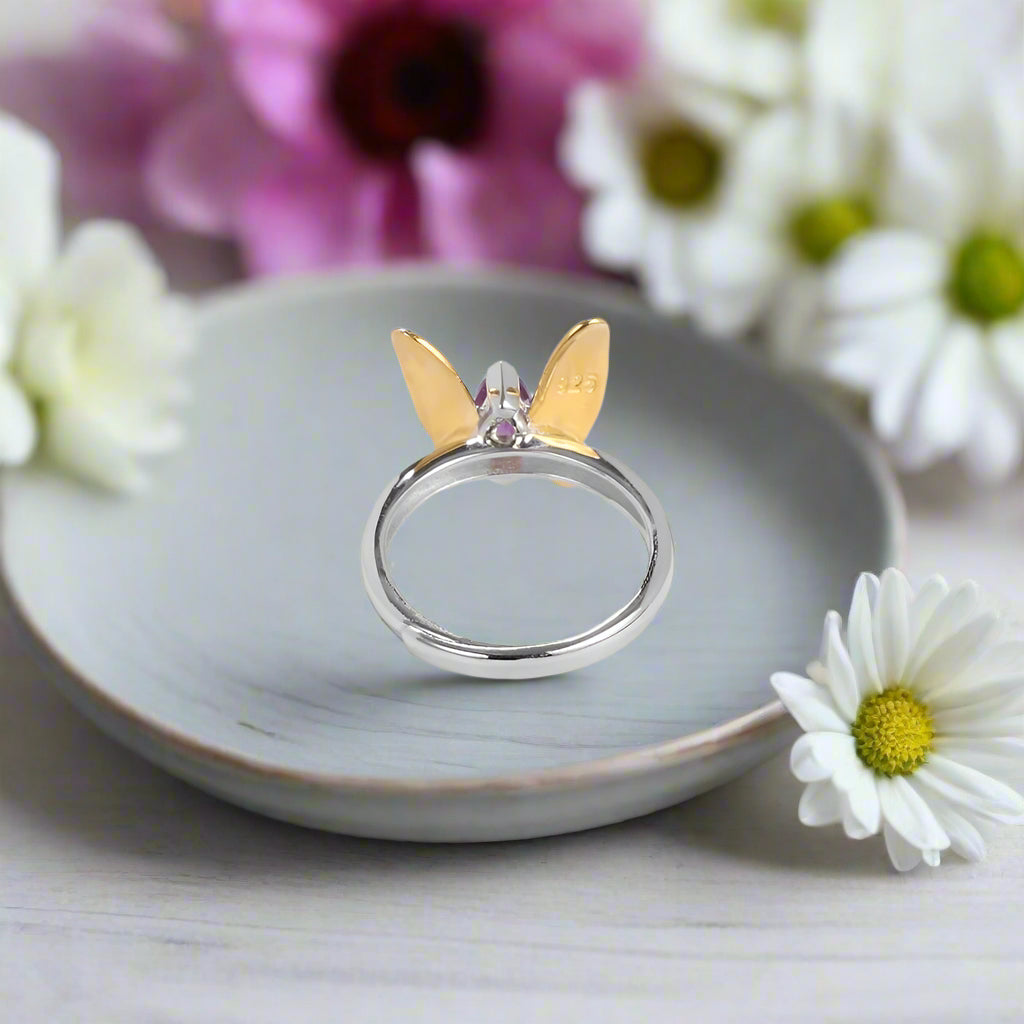 GRACE Gold Butterfly Adjustable Ring in Sterling Silver