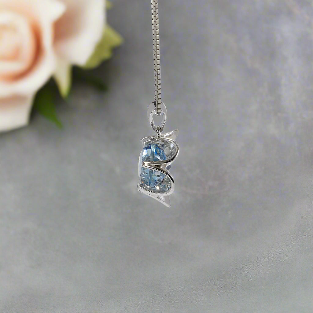 GRACE Iolite Blue Mystic Quartz Flower Pendant Necklace in Sterling Silver