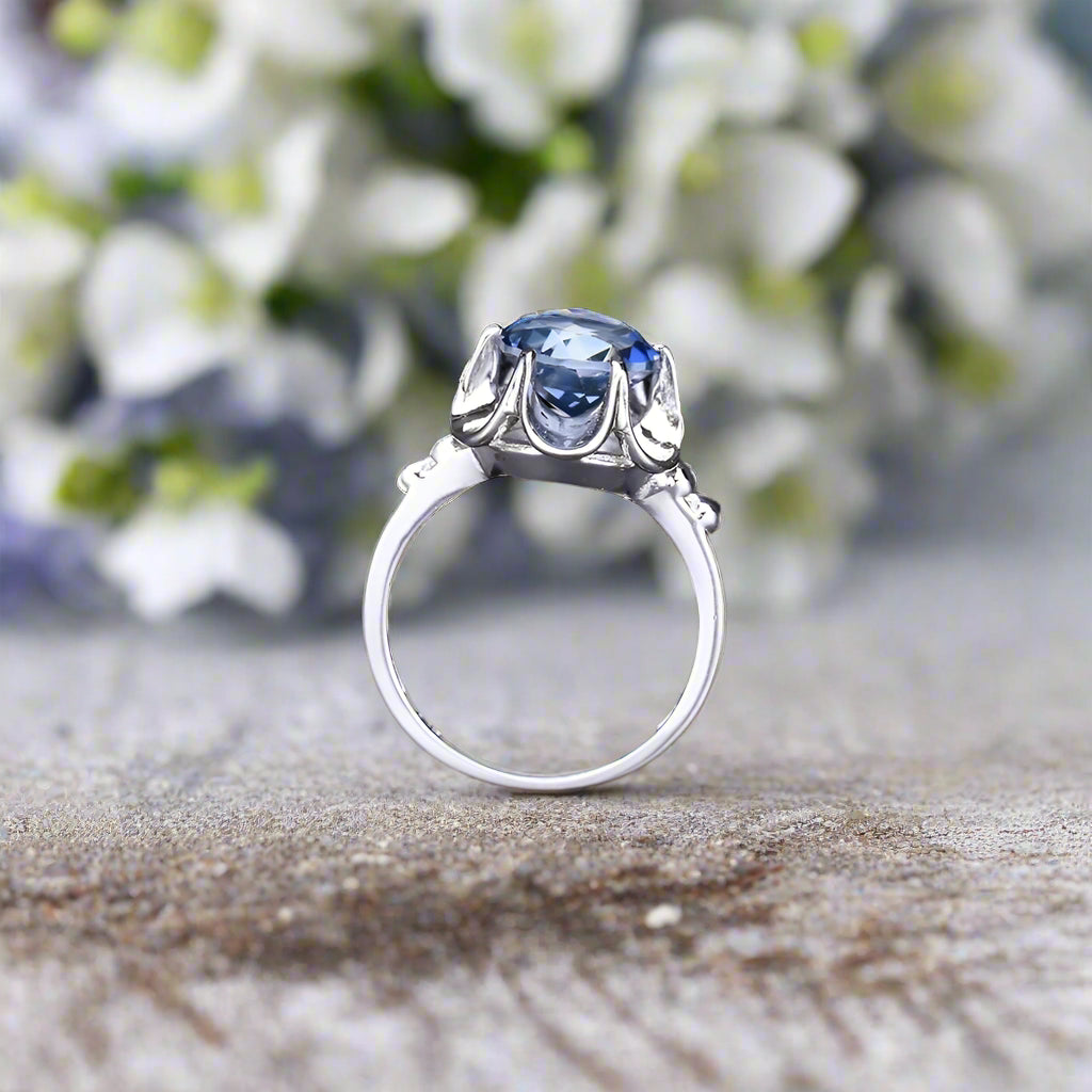 GRACE Gemstone Flower Ring in Sterling Silver
