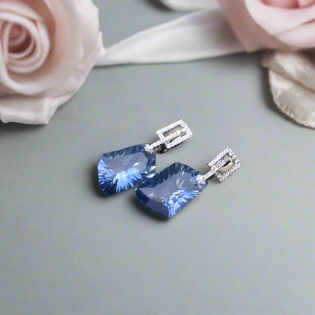 GRACE Irregular Mystic Quartz Drop Earrings in Sterling Silver