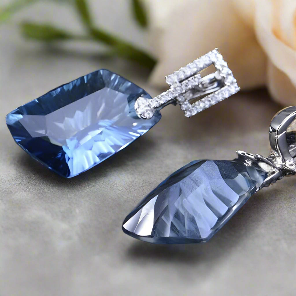 GRACE Irregular Mystic Quartz Drop Earrings in Sterling Silver