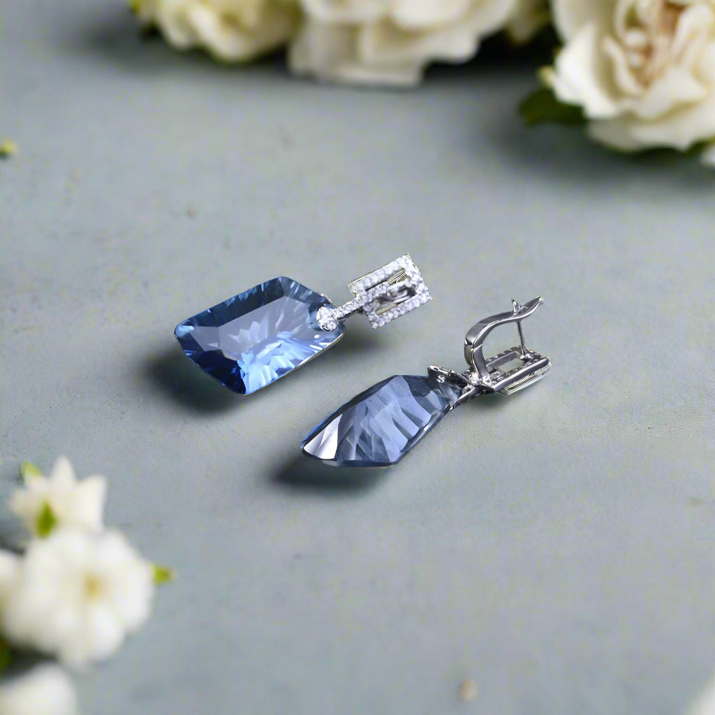 GRACE Irregular Mystic Quartz Drop Earrings in Sterling Silver