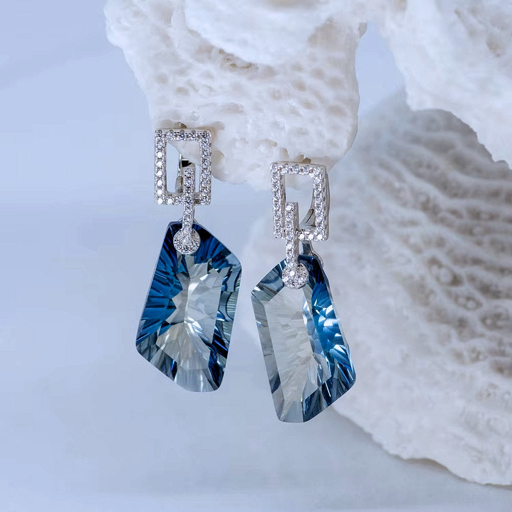 GRACE Irregular Mystic Quartz Drop Earrings in Sterling Silver