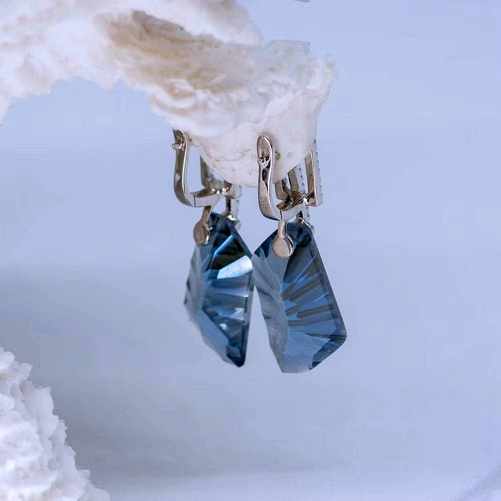 GRACE Irregular Mystic Quartz Drop Earrings in Sterling Silver
