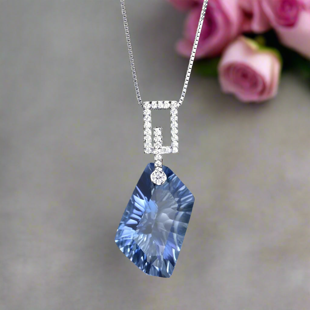 GRACE Irregular Mystic Quartz Pendant Necklace in Sterling Silver