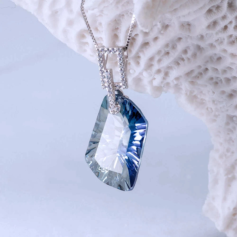 GRACE Irregular Mystic Quartz Pendant Necklace in Sterling Silver