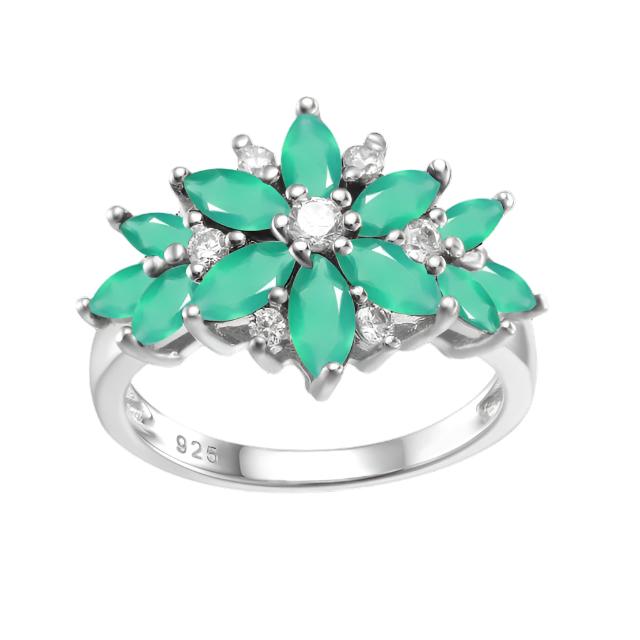 GRACE Marquise Gemstone Flower Ring in Sterling Silver