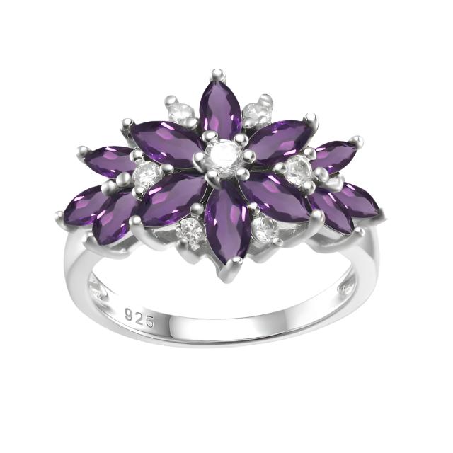 GRACE Marquise Gemstone Flower Ring in Sterling Silver