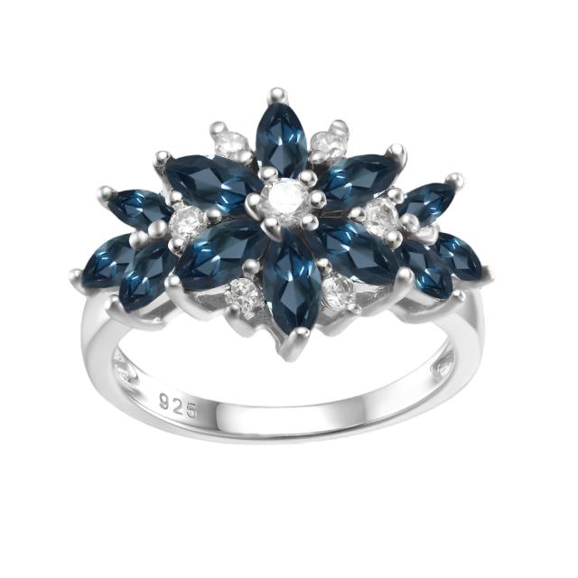 GRACE Marquise Gemstone Flower Ring in Sterling Silver