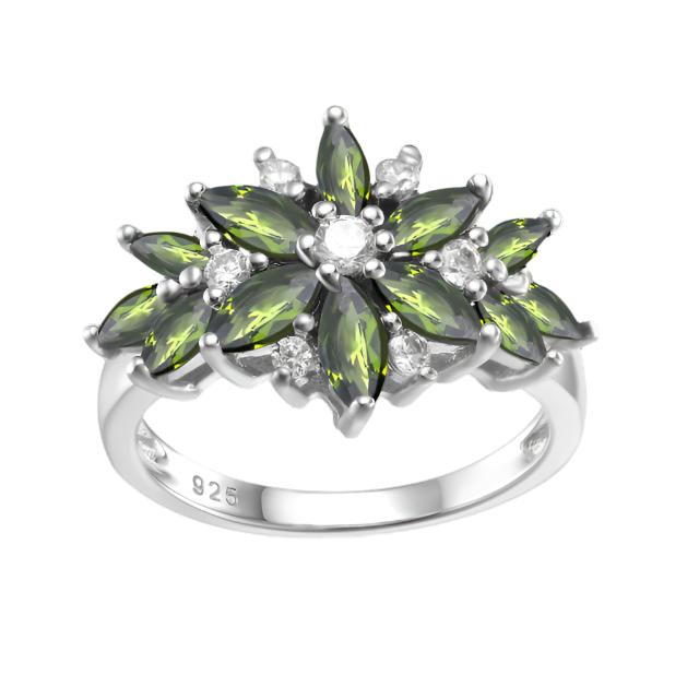 GRACE Marquise Gemstone Flower Ring in Sterling Silver