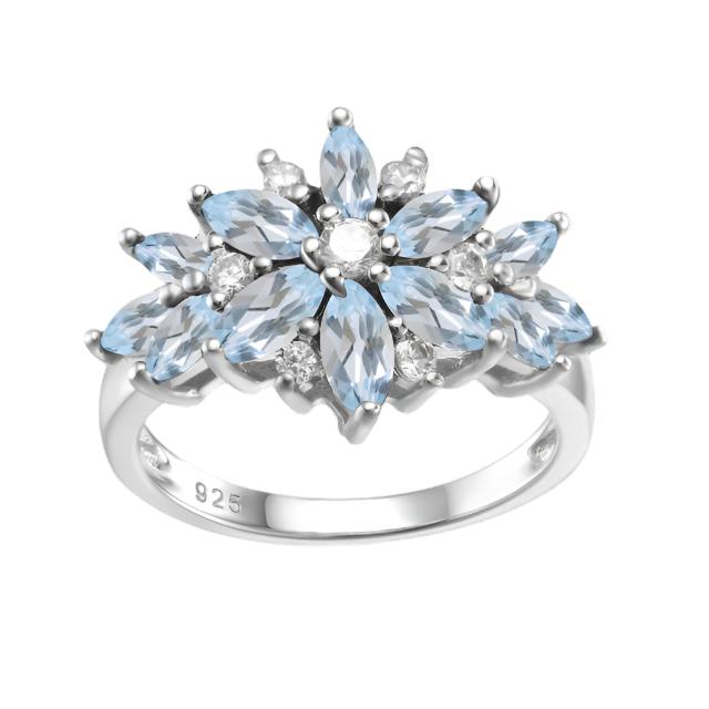 GRACE Marquise Gemstone Flower Ring in Sterling Silver