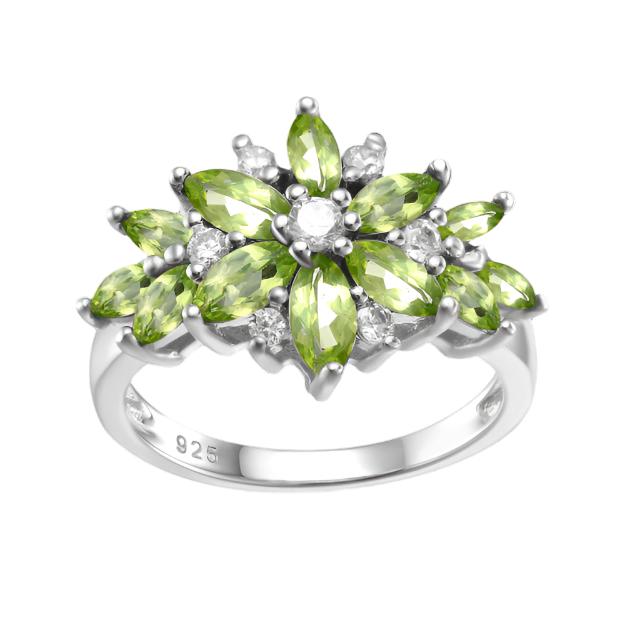 GRACE Marquise Gemstone Flower Ring in Sterling Silver