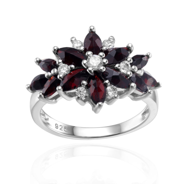 GRACE Marquise Gemstone Flower Ring in Sterling Silver