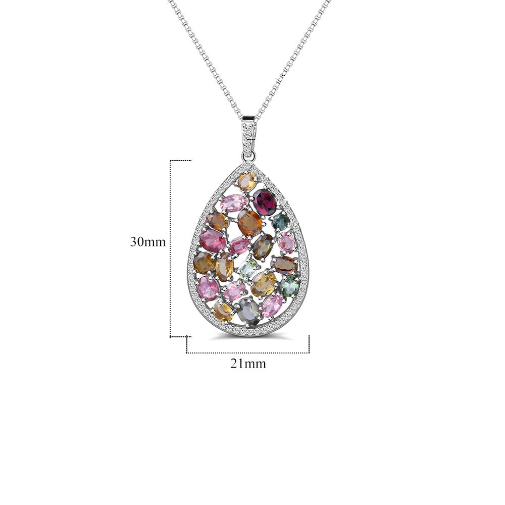 GRACE Multi-Color Tourmaline Cluster Pendant Necklace in Sterling Silver