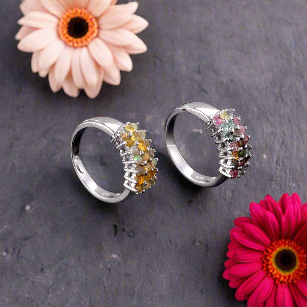 GRACE Multi-Stone Band Ring in Sterling Silver
