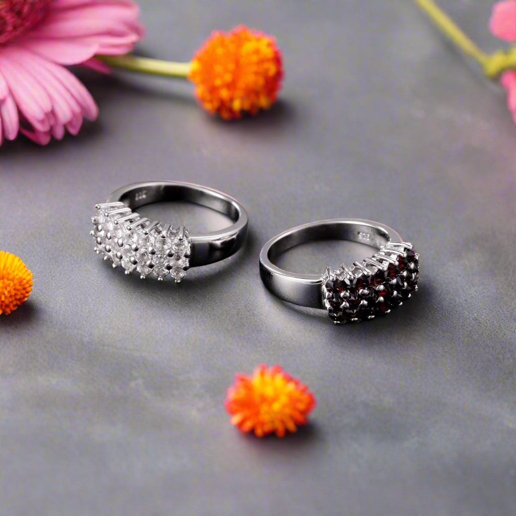 GRACE Multi-Stone Band Ring in Sterling Silver