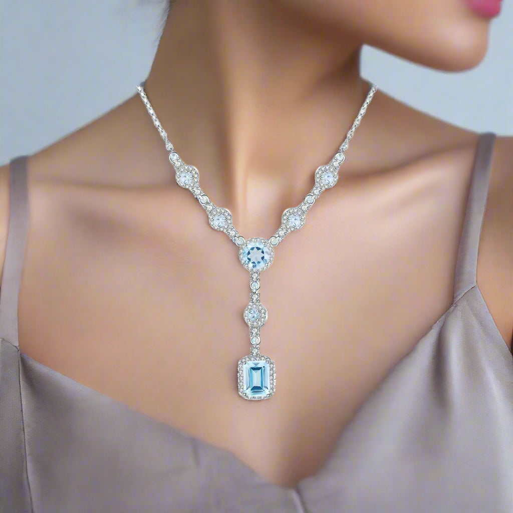 Collier pendentif multi-pierres GRACE en argent sterling