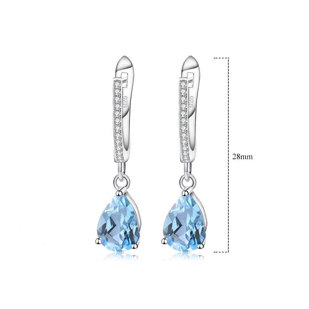 GRACE Pear Cut Gemstone Drop Earrings in Sterling Silver