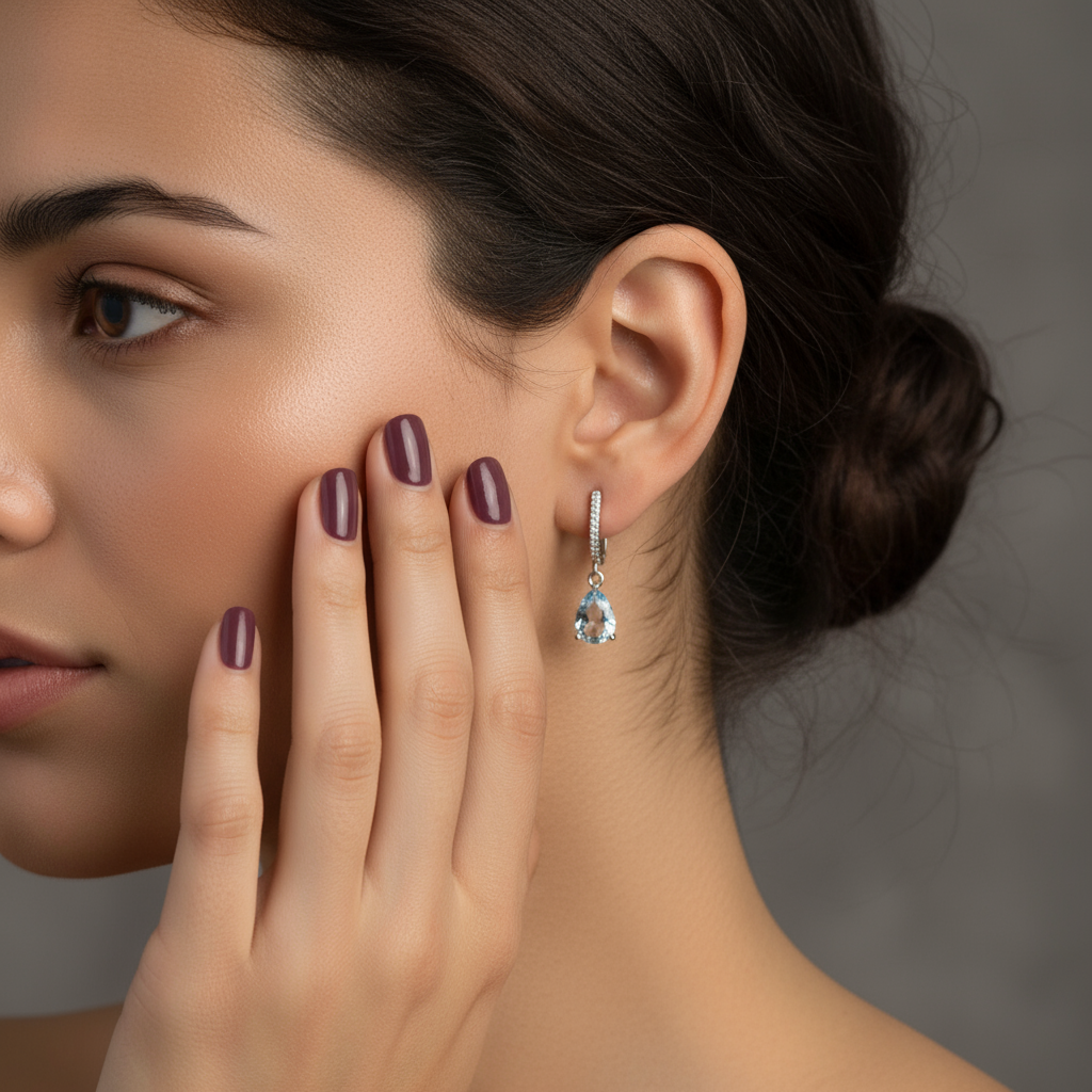 GRACE Pear Cut Gemstone Earrings in Sterling Silver