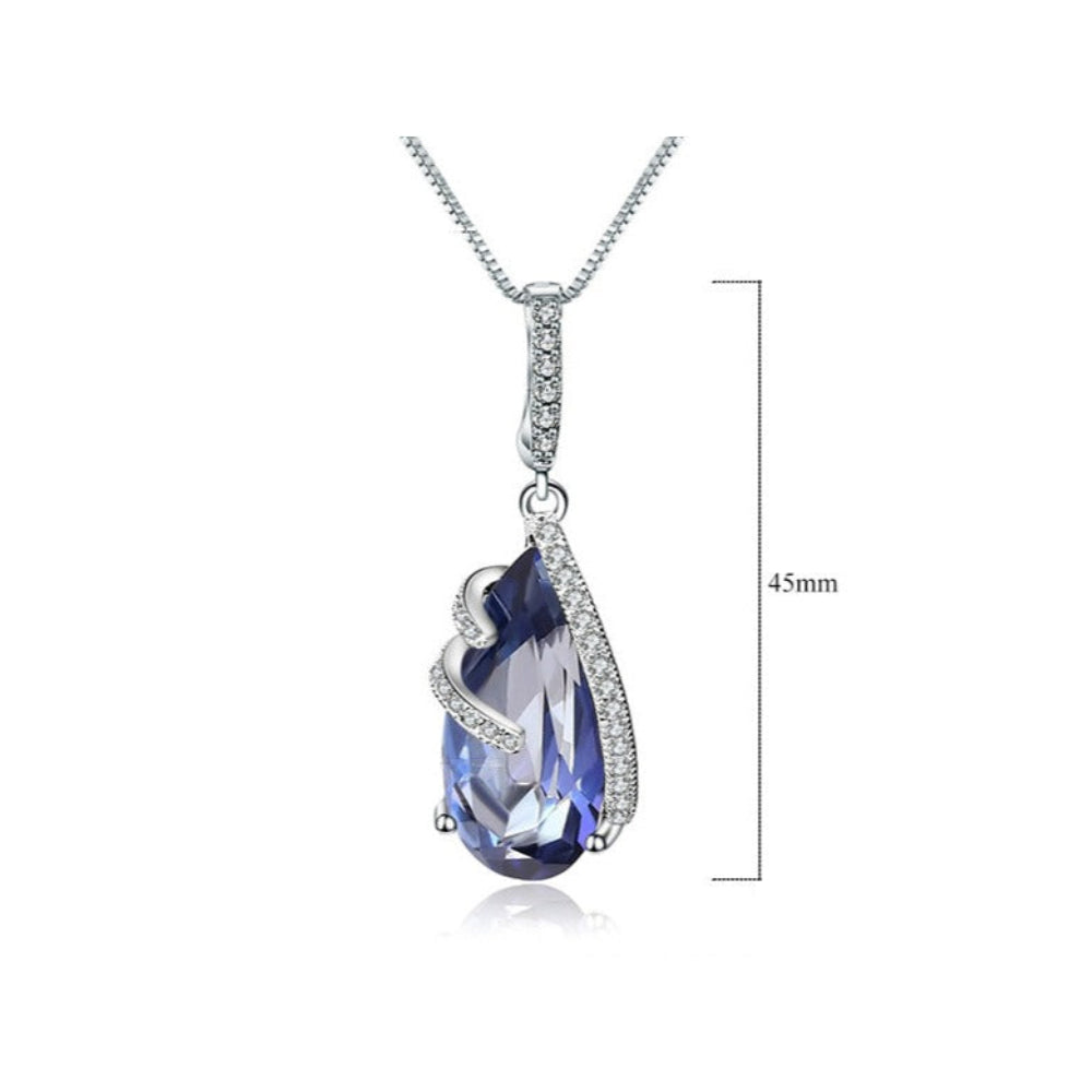 Conjunto de joyas GRACE de cuarzo místico azul iolita con corte de pera en plata de ley