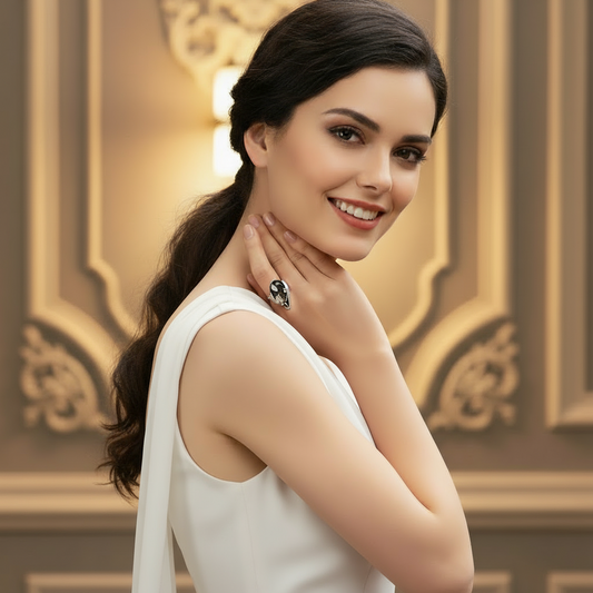 GRACE Pear Cut Mystic Quartz Ring in Sterling Silver