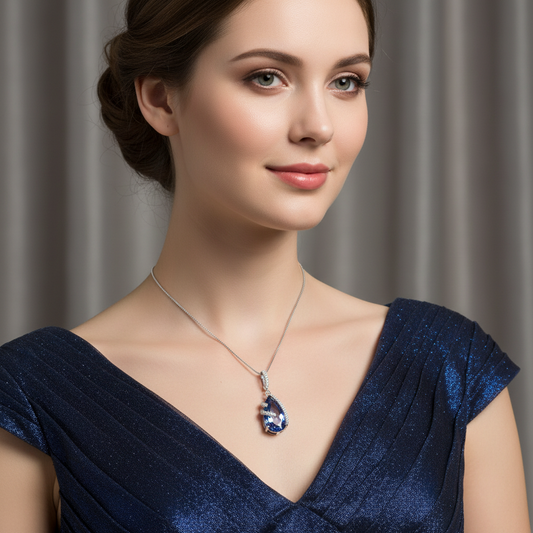 GRACE Pear Cut Mystic Quartz Pendant Necklace in Sterling Silver