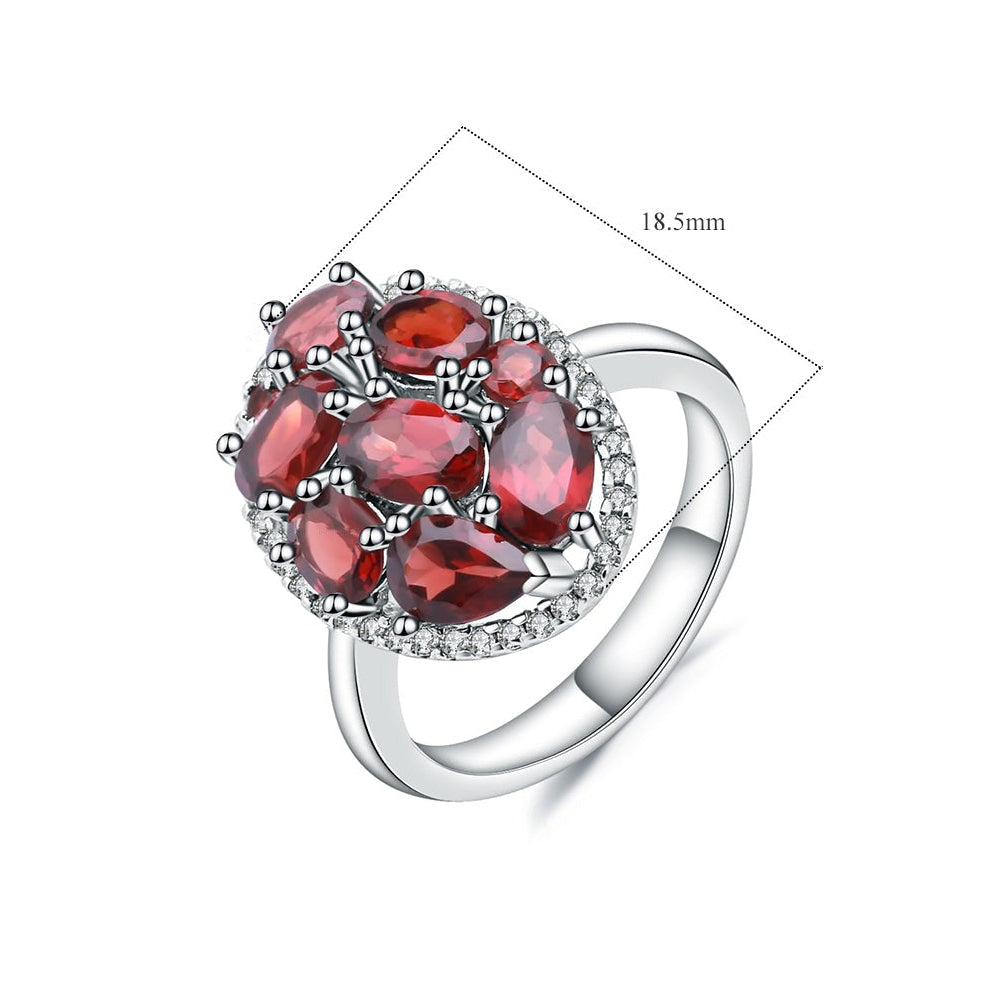 Bague cocktail ovale GRACE en argent sterling et grenat rouge