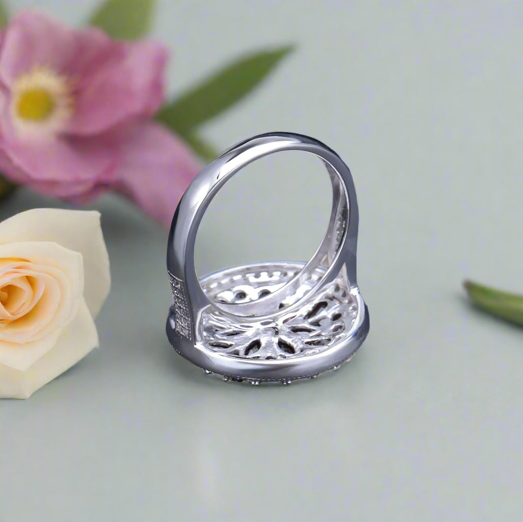Conjunto de pendientes y anillos con granate rojo GRACE en plata de ley