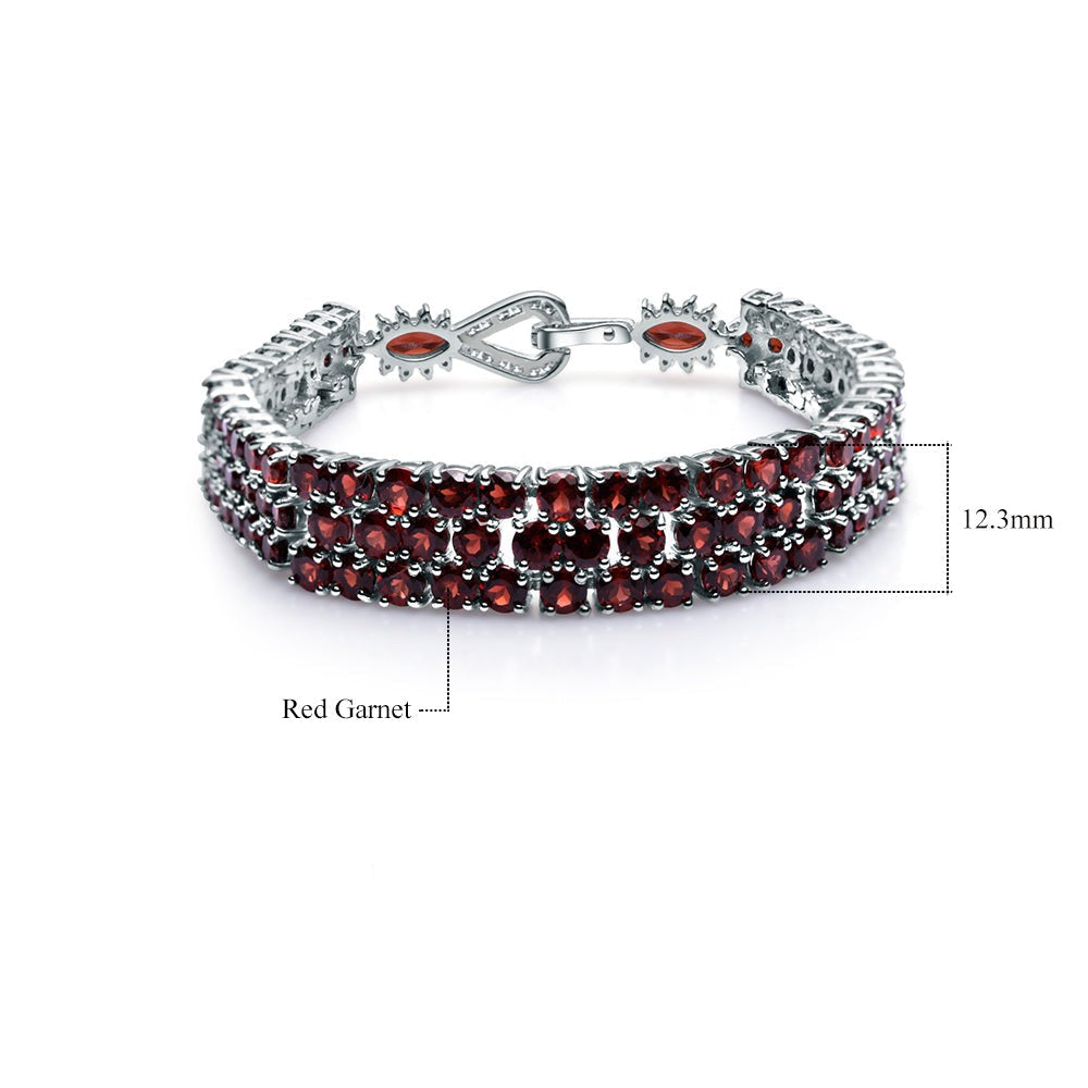 GRACE Triple Row Natural Gemstone Tennis Bracelet in Sterling Silver