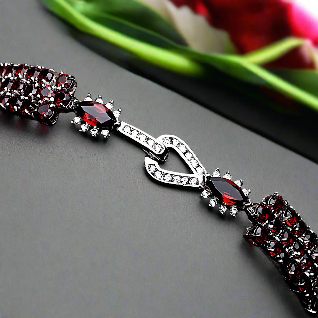 GRACE Triple Row Natural Gemstone Tennis Bracelet in Sterling Silver