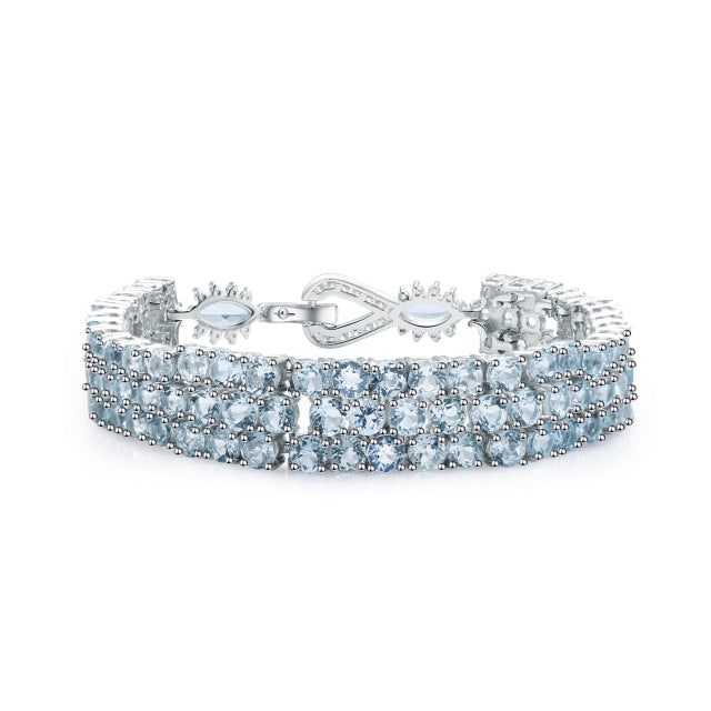 GRACE Triple Row Natural Gemstone Tennis Bracelet in Sterling Silver