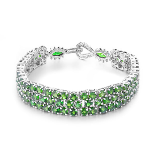GRACE Triple Row Natural Gemstone Tennis Bracelet in Sterling Silver
