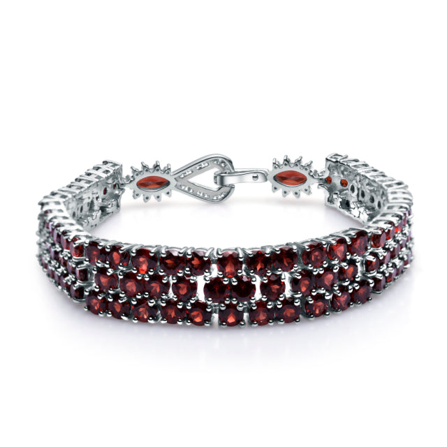 GRACE Triple Row Natural Gemstone Tennis Bracelet in Sterling Silver
