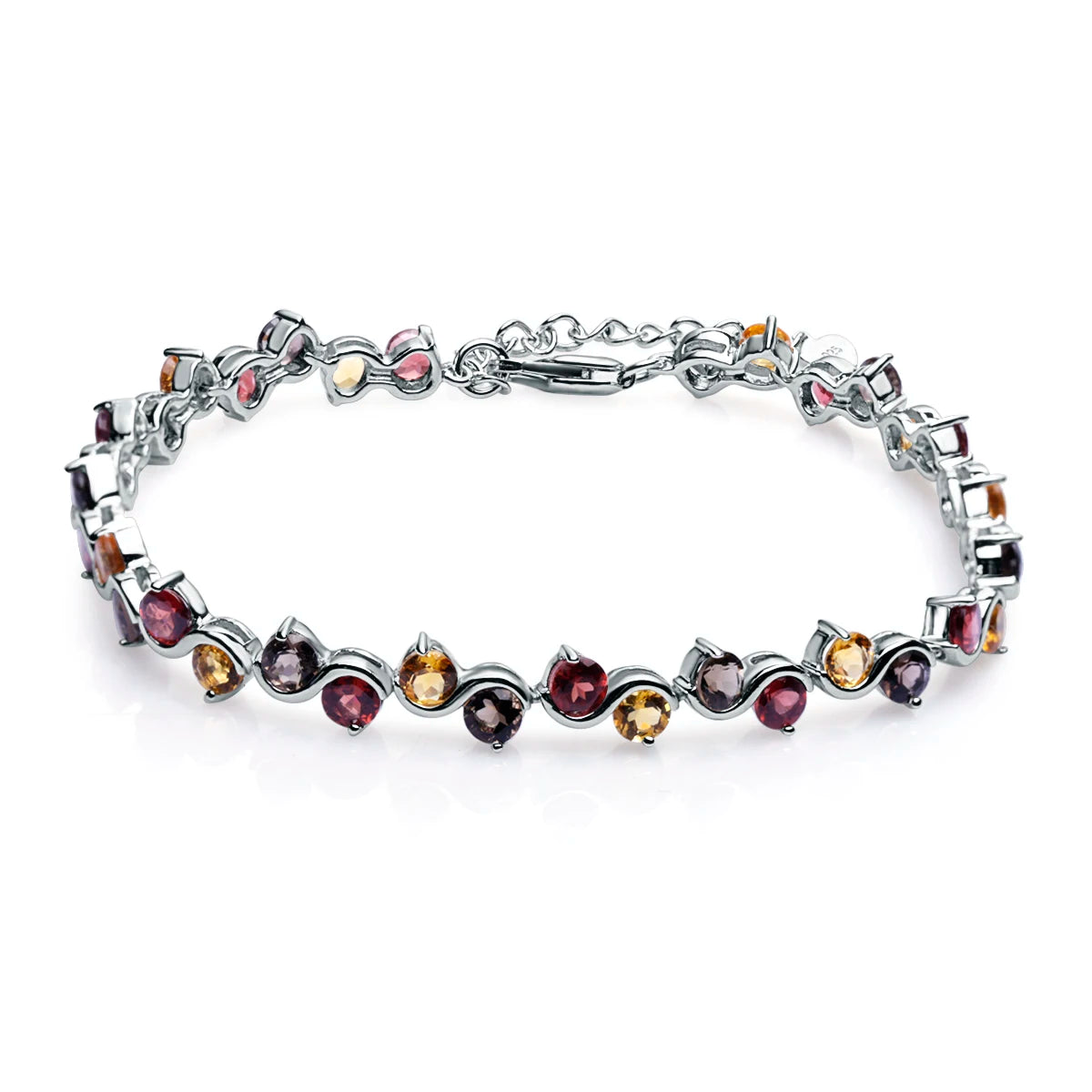 GRACE Twist Style Gemstone Tennis Bracelet in Sterling Silver