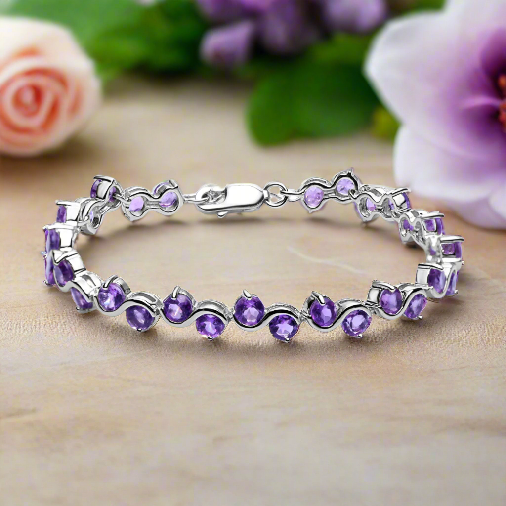 Pulsera de tenis con piedras preciosas estilo torcido GRACE en plata de ley