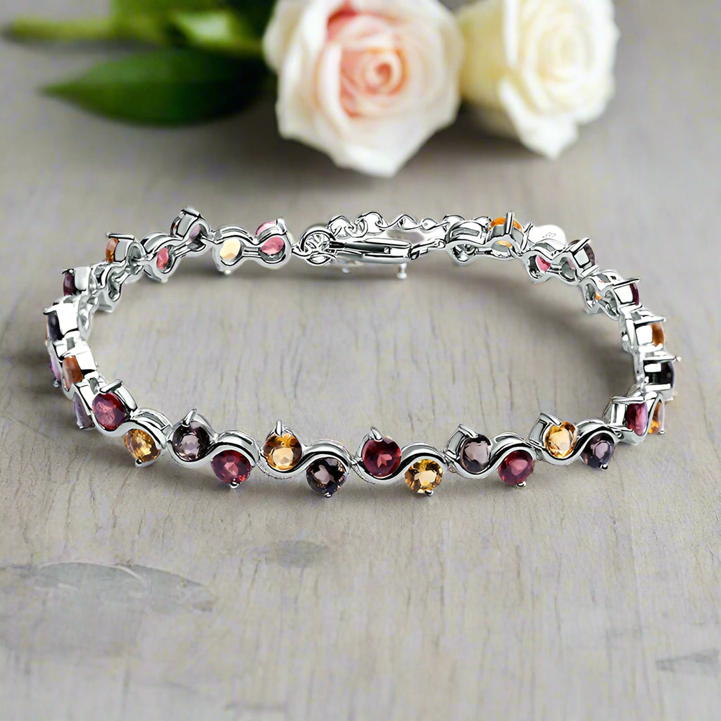 Pulsera de tenis con piedras preciosas estilo torcido GRACE en plata de ley