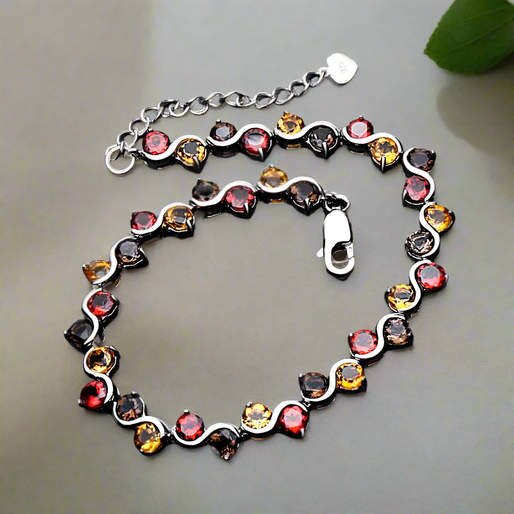 Pulsera de tenis con piedras preciosas estilo torcido GRACE en plata de ley