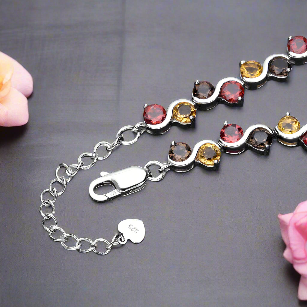 Pulsera de tenis con piedras preciosas estilo torcido GRACE en plata de ley