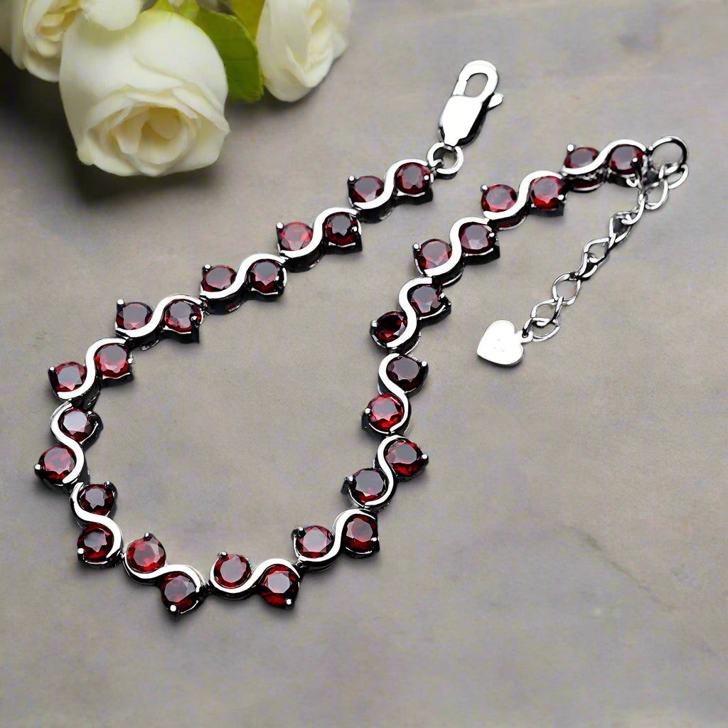 Pulsera de tenis con piedras preciosas estilo torcido GRACE en plata de ley