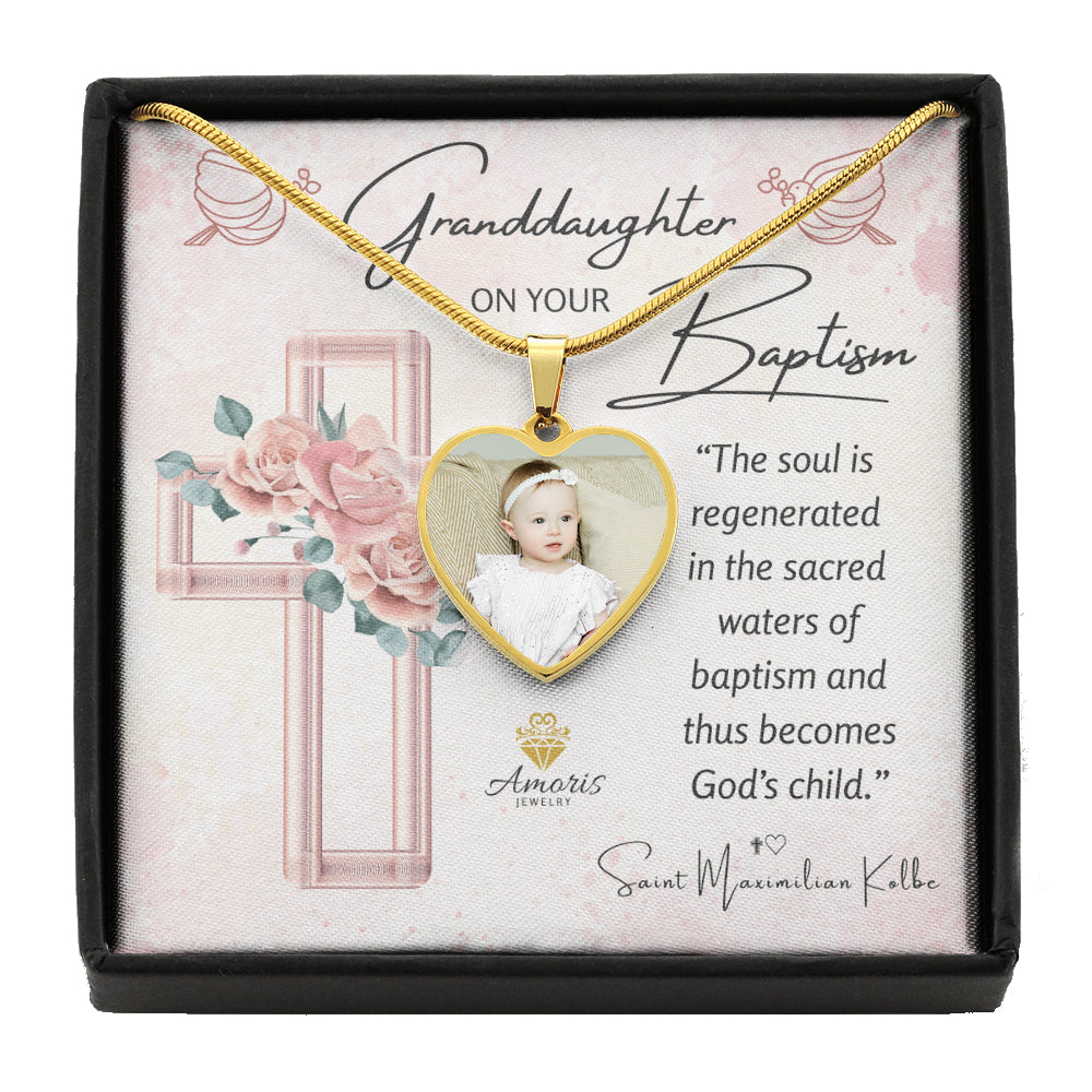 Granddaughter Baptism Personalized Heart Pendant Necklace