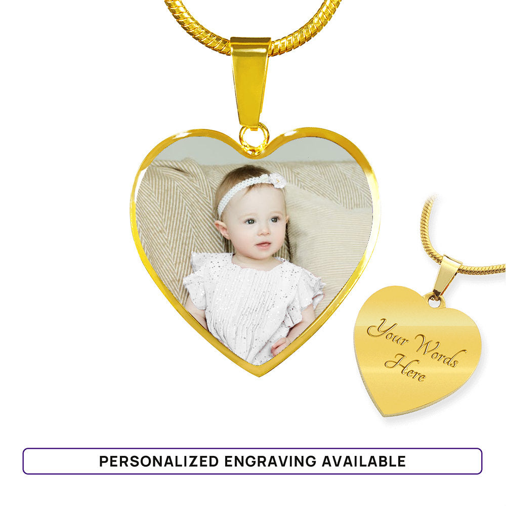 Granddaughter Baptism Personalized Heart Pendant Necklace