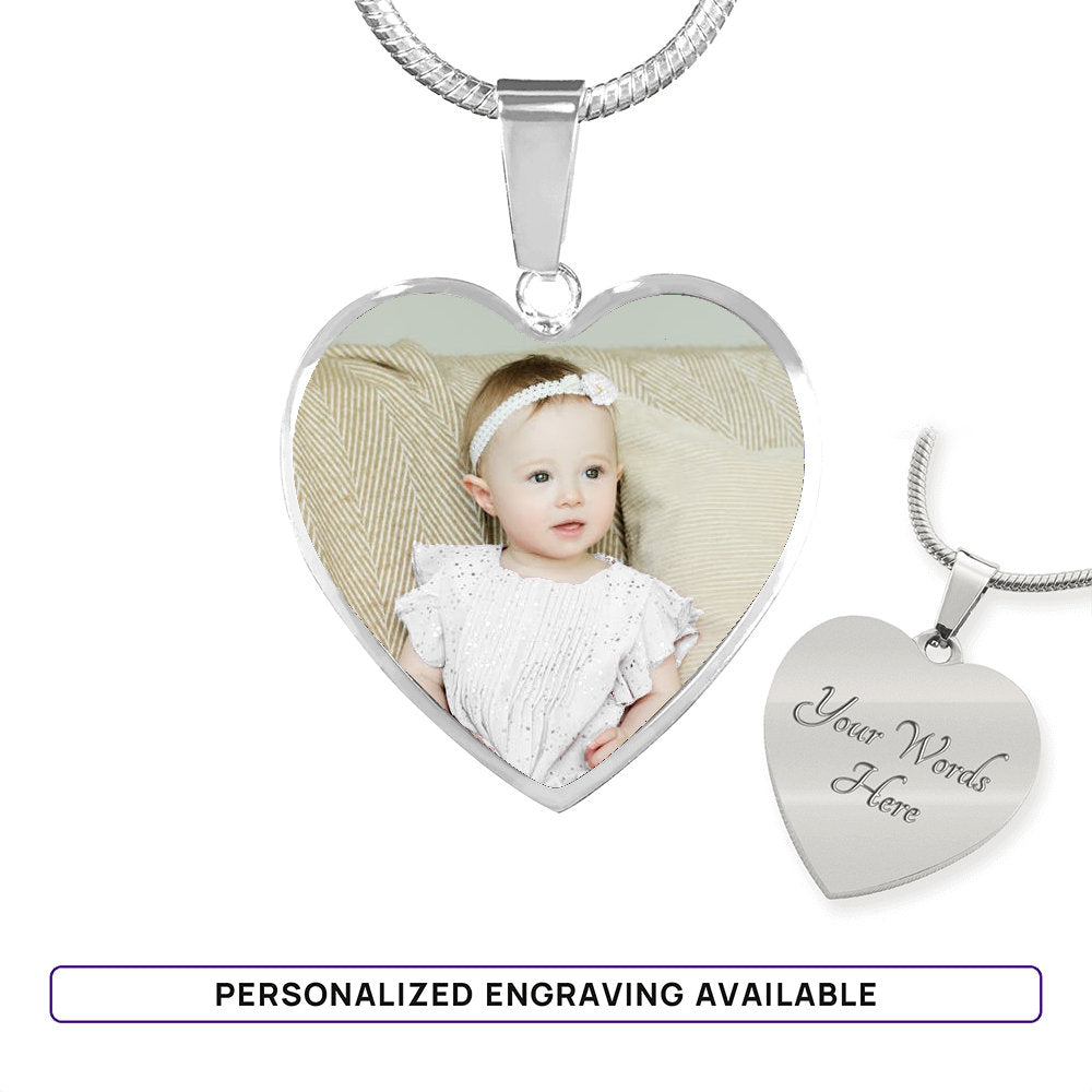 Granddaughter Baptism Personalized Heart Pendant Necklace